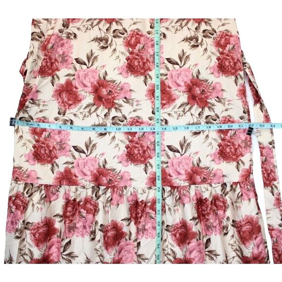 Shein Maxi Dress Halter Neck Women L Satin Beige Pink Floral Summer Beach - Picture 13 of 16
